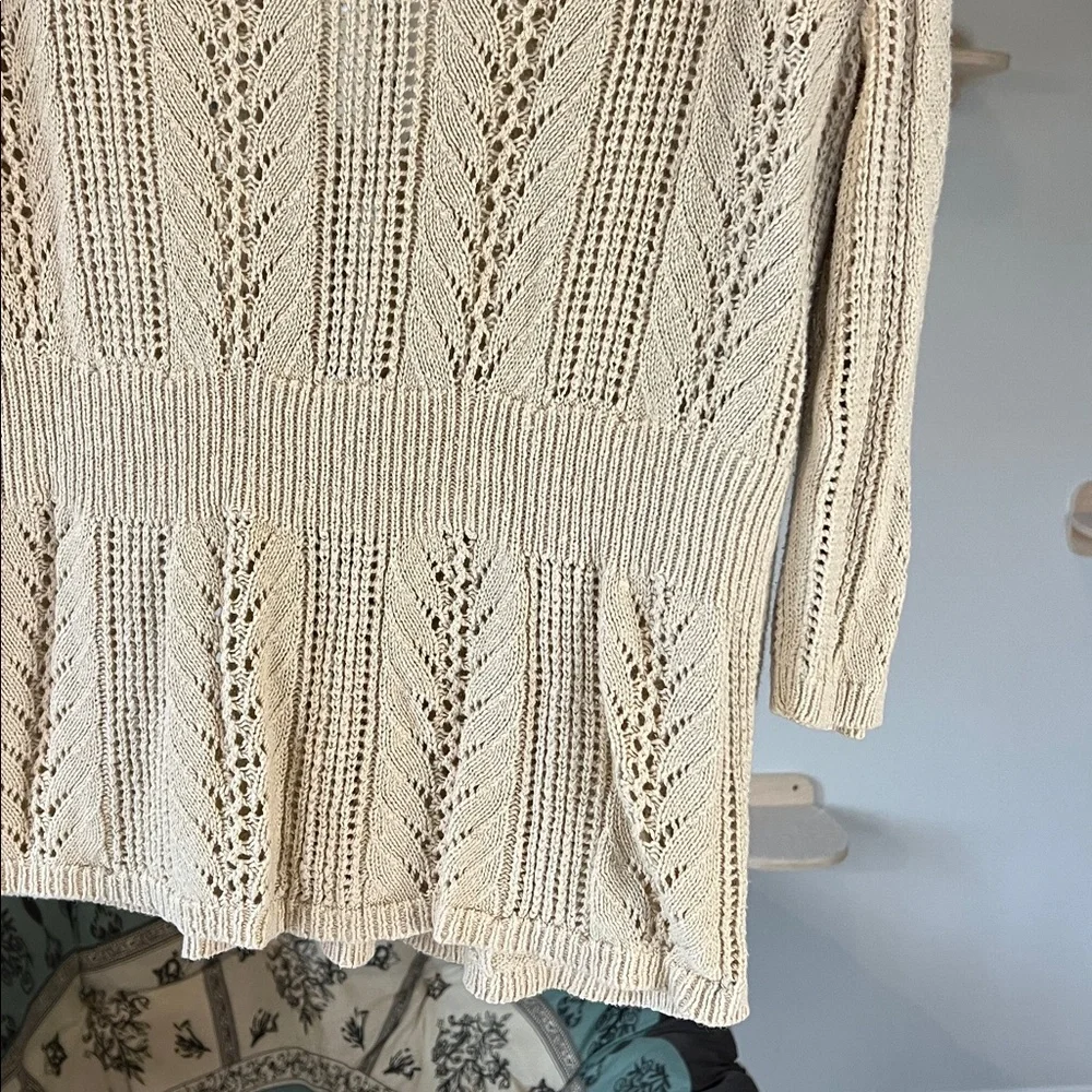 Women's Tie 3/4 Sleeve Knit Cardigan with Collar - Picture 6 of 8